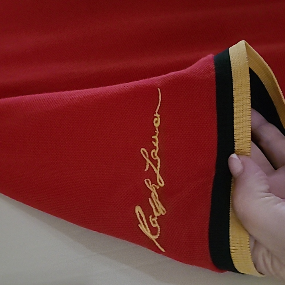 Polo By Ralph Lauren Short Sleeve Polo Shirt Red Yellow Embroidered Sleeve Logo - Picture 6 of 17